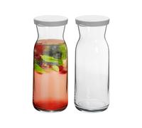 2x Brocca verre carafes Couvercles silicone Decanter eau Vin Thé glacé 700ml