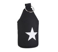 2x Cale porte bloqueur de porte tissu étoile sable poignée arrêt de porte butoir de porte HxlxP:25 x 12 x 12 cm, noir