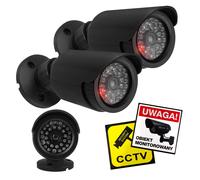 2x Caméra Factice Caméra de Sécurité Factice LED Clignotante Noir