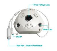 2X Caméra IP Poe D'Intérieur Imx335 5 Mpx Fisheye Grand Angle Détection de Visage Vision Nocturne Infrarouge VR Cam Vidéosurveillance