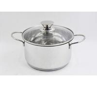 2x casserole Naples argent 24cm avec couvercle en verre, EDS, pour cuisiner et rôtir, casseroles pour soupes ou viande, approprié pour la cuisinière et le four, pour cuisines