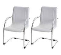 2x chaise de conférence Samara, chaise visiteurs cantilever, similicuir blanc Blanc G