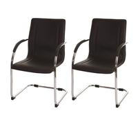 2x chaise de conférence Samara, chaise visiteurs cantilever, similicuir marron