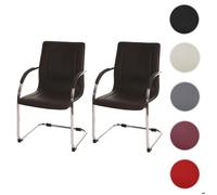Mendler 2x chaise de conférence Samara cantilever similicuir marron
