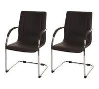 2x chaise de conférence Samara, chaise visiteurs cantilever, similicuir marron Marron G