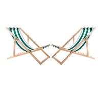 2x chaise de jardin en bois vert rayé