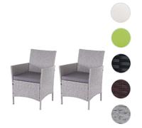 Mendler – Lot de 2 fauteuils de jardin Halden – Poly rotin gris, coussins anthracite, H.83 cm