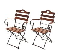 lot de 2 chaises de brasserie HWC-J40, chaise pliante de jardin, qualité gastronomique en acacia MVG ~ brun