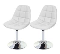2x chaise de salle à manger Cascina, fauteuil pitovante, chrome similicuir blanc