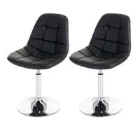 Mendler 2X Chaise de Salle à Manger Cascina, Fauteuil pitovante, Chrome - Similicuir Noir