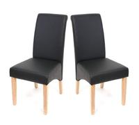 Mendler Chaise de salle à manger M37 – Similicuir mat noir, pieds clairs – Lot de 2