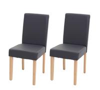 2x chaise de salle à manger chaise de cuisine Littau simili cuir, gris mat, pieds clairs