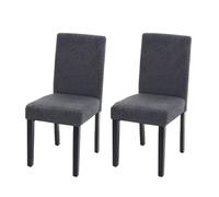 2x chaise de salle à manger chaise de cuisine Littau textile, gris anthracite, pieds foncés