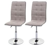 2x chaise de salle à manger HWC-C41, chaise de cuisine, tissu/textile gris crème