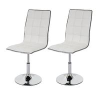 2x chaise de salle à manger HWC-C41, fauteuil, similicuir blanc