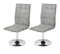 2x chaise de salle à manger HWC-C41, fauteuil, tissu vintage gris béton