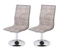 2x chaise de salle à manger HWC-C41, fauteuil, tissu vintage gris silex