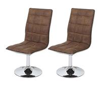 Mendler Chaise de salle à manger HWC-C41 – 2x fauteuil en tissu vintage – Marron