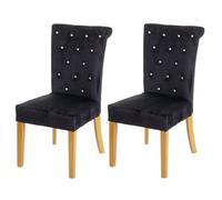 2x Chaise De Salle À Manger Hwc-D22, Chaise De Cuisine, Velours Clouté Noir, Pieds Couleur Or