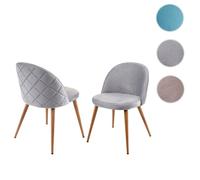 Mendler Chaise de salle à manger HWC-D53 – style rétro années 50, velours gris clair – Lot de 2