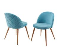2x chaise de salle à manger HWC-D53, fauteuil, style rétro années 50, en velours bleu turquoise