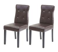 2x chaise de salle à manger HWC-E58, fauteuil similicuir marron, pieds foncés