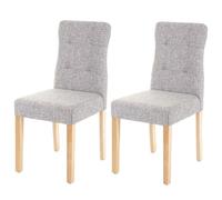 2x chaise de salle à manger HWC-E58, fauteuil tissu gris, pieds clairs