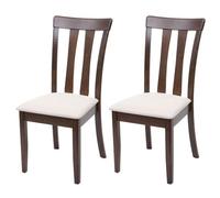 Mendler Lot de 2 chaises de salle à manger HWC-G46 - tissu, bois massif, châssis foncé - Beige