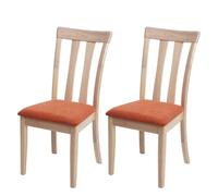 2x chaise de salle à manger HWC-G46 tissu/textile bois massif cadre naturel, orange