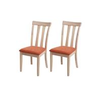 2x chaise de salle à manger HWC-G46 tissu/textile bois massif cadre naturel, orange