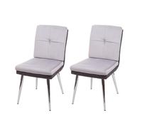 2x Chaise de salle à manger HWC-G48, chaise pour la cuisine, chaise rembourrée, similicuir velours gris