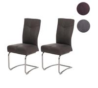 2x chaise de salle à manger HWC-G56, tissu optique daim ~ gris