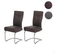 2x chaise de salle à manger HWC-G56, tissu optique daim ~ gris