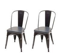 2x chaise de salle à manger HWC-H10e,métal,similicuir Chesterfield,gastronomie,design industriel noir-gris