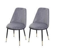 2x chaise de salle à manger HWC-H28, chaise de cuisine, métal gris, pieds noirs, velours