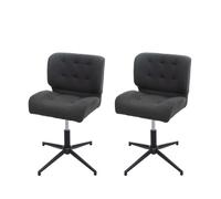 2x Chaise de salle à manger HWC-H42, pivotante, réglable en hauteur tissu, gris foncé, pied noir