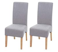 2x chaise de salle à manger Latina, chaise de cuisine, tissu/textile gris clair, pieds clairs