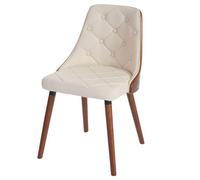 2x chaise de salle à manger Osijek, fauteuil, aspect noix, bois cintré similicuir, crème