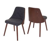 2x chaise de salle à manger Osijek, fauteuil, aspect noix, bois cintré tissu, gris