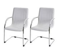 2x Chaise de salle à manger Samara, chaise cantilever, chaise de cuisine avec dossier, PVC acier blanc