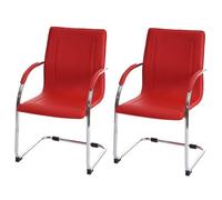 2x Chaise de salle à manger Samara, chaise cantilever, chaise de cuisine avec dossier, PVC acier rouge