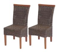 Mendler 2X Chaise de Salle à Manger Savona, Fauteuil, rotin - sans Coussin
