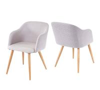 2x chaise de séjour/salle à manger HWC-D71, fauteuil, design rétro, accoudoirs, tissu gris clair