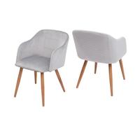 2x chaise de séjour, salle à manger HWC-D71, fauteuil, design rétro, accoudoirs, tissu velours gris clair