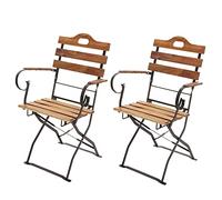 2x chaise de terasse HWC-J40 qualité gastro acacia - couleur naturelle
