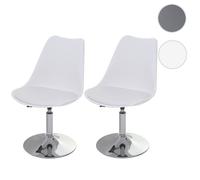 2x chaise pivotante Malmö T501, réglable en hauteur, similicuir ~ blanc