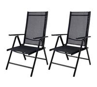 2x Chaises de jardin à dossier haut anthracite aluminium pliable résistante intempéries dossier réglable 8 positions accoudoir