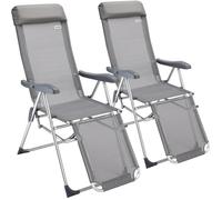 2x Chaises de jardin pliantes en aluminium avec repose-pieds Dossier haut réglable en 7 positions Chaises de camping