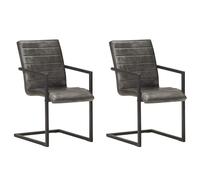 2x Chaises de Salle à Manger Cantilever Noir Cuir Véritable Dîner vidaXL