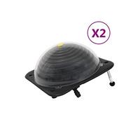 vidaXL Chauffage solaire de piscine Boule 2 pcs 75x75x36 cm HDPE aluminium